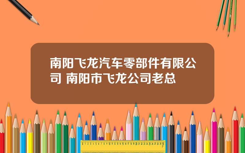 南阳飞龙汽车零部件有限公司 南阳市飞龙公司老总